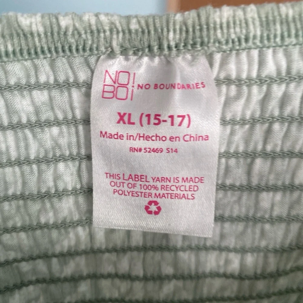 No Boundaries Light Green Striped Top - Picture 3 of 3